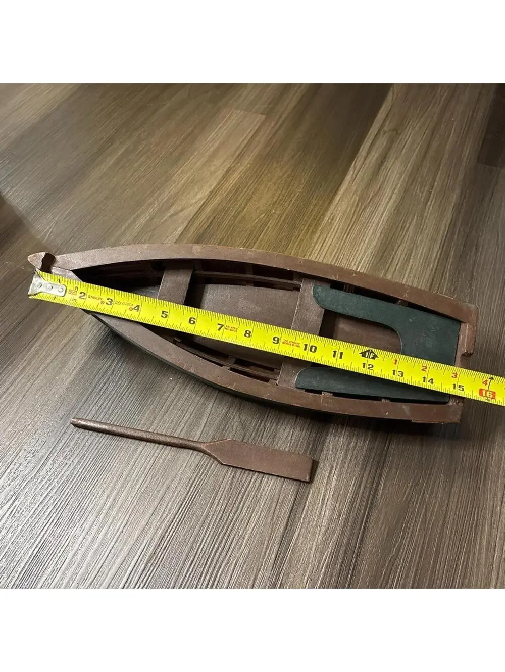 Wood Canoe Model With Paddle 15” Brown Paddle Boat